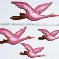 Set 4 pájaros de color rosa